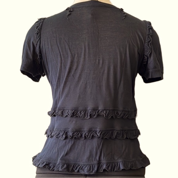 Louis Vuitton Short Sleeve Ruffle Top, Black, Medium - Picture 6 of 9